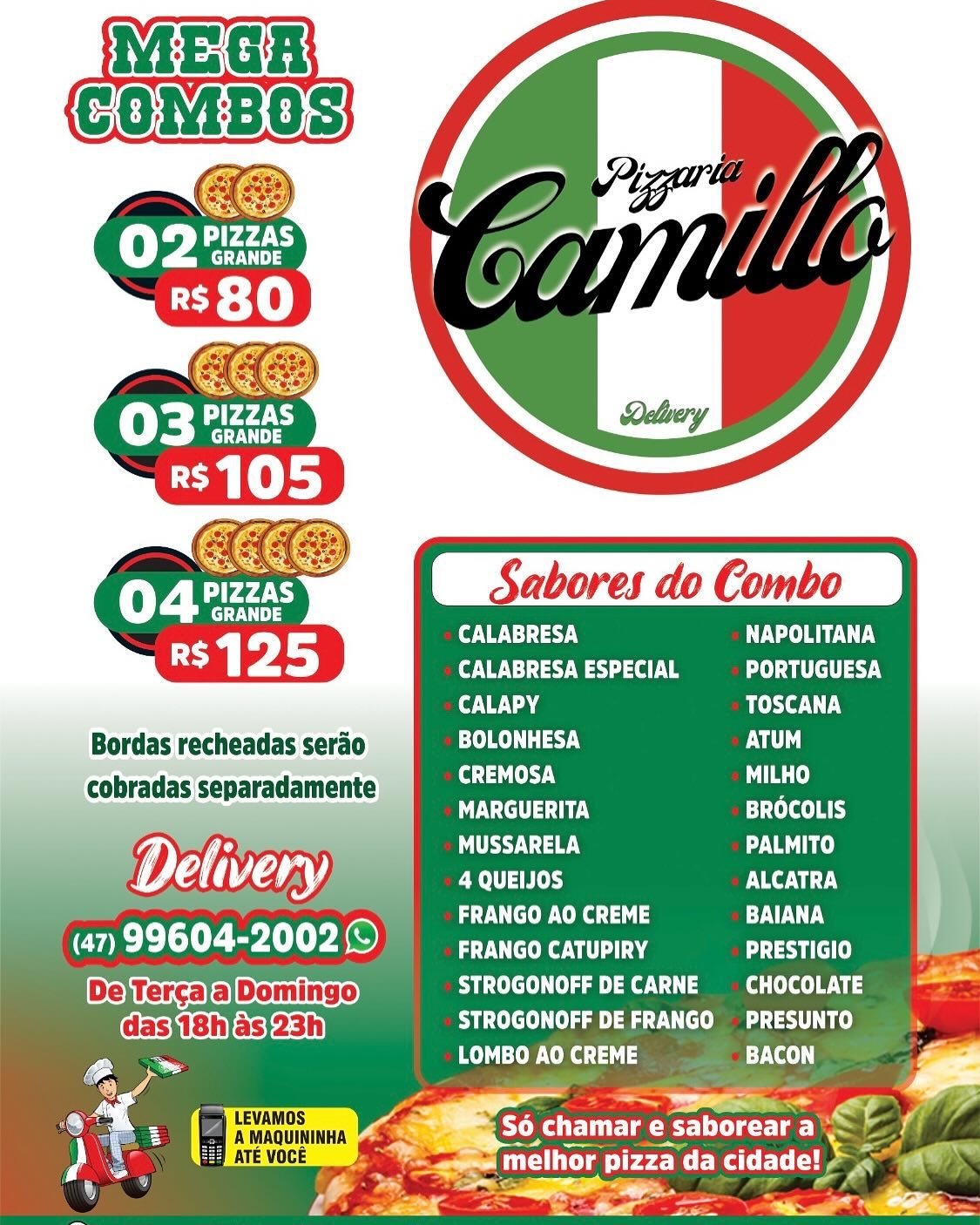 PRC automodelismo Facebook ad: Pizzaria Camillo! O rei do combo!