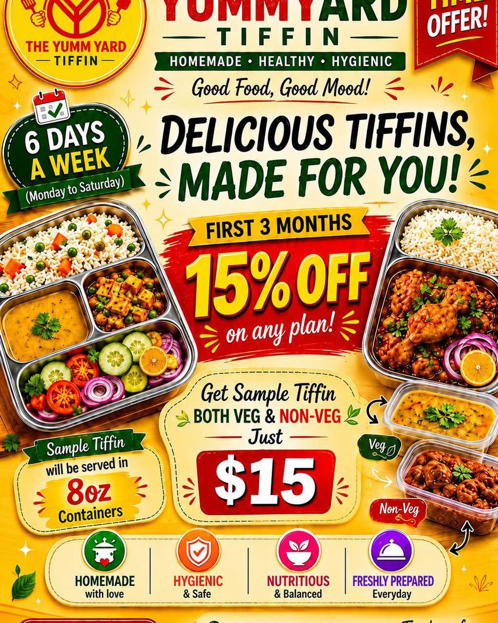 Alisha Arora Facebook ad: Tiffin Service Surrey/Cloverdale/Delta/Langley/Whiterock/Ne…