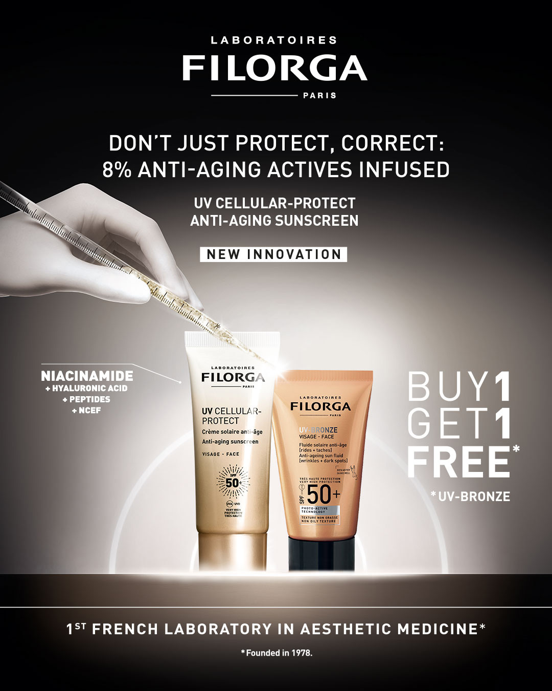 Phreya Facebook ad: Protect. Correct. Glow.