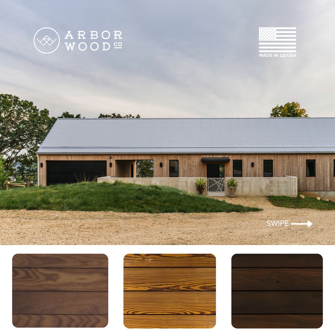 Arbor Wood Co. Facebook ad: Modern, sustainable materials for the real world.