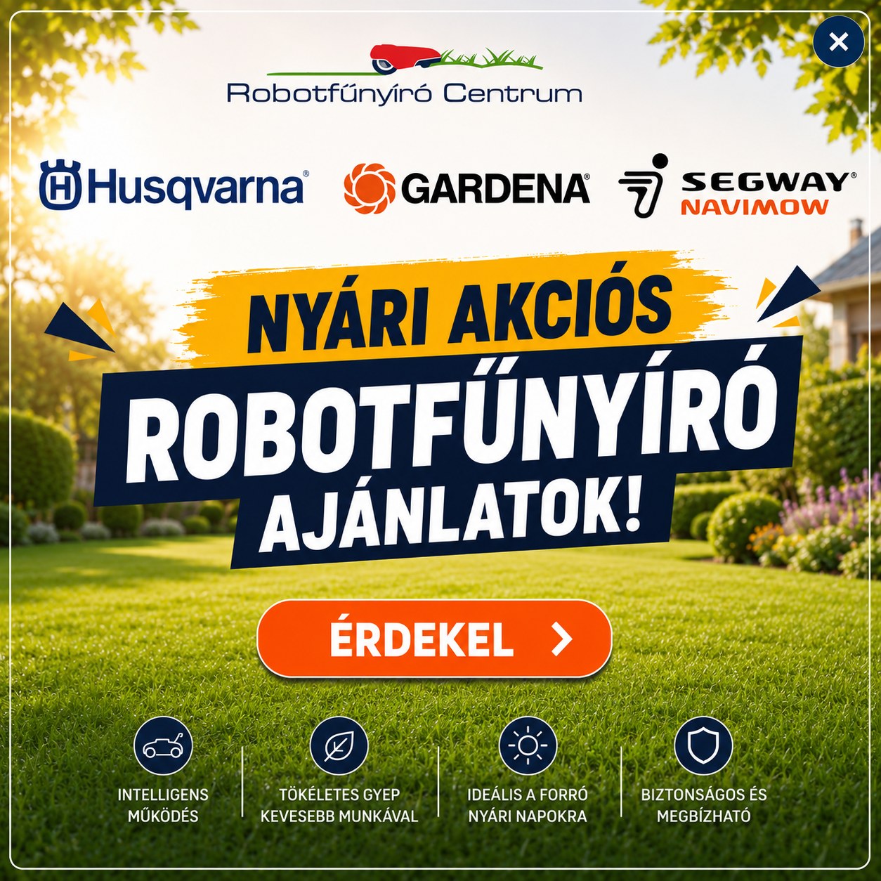 Robotfűnyíró Centrum Facebook ad: Tudod, mi a leggyakoribb mondat, amit a robotfűnyíró…