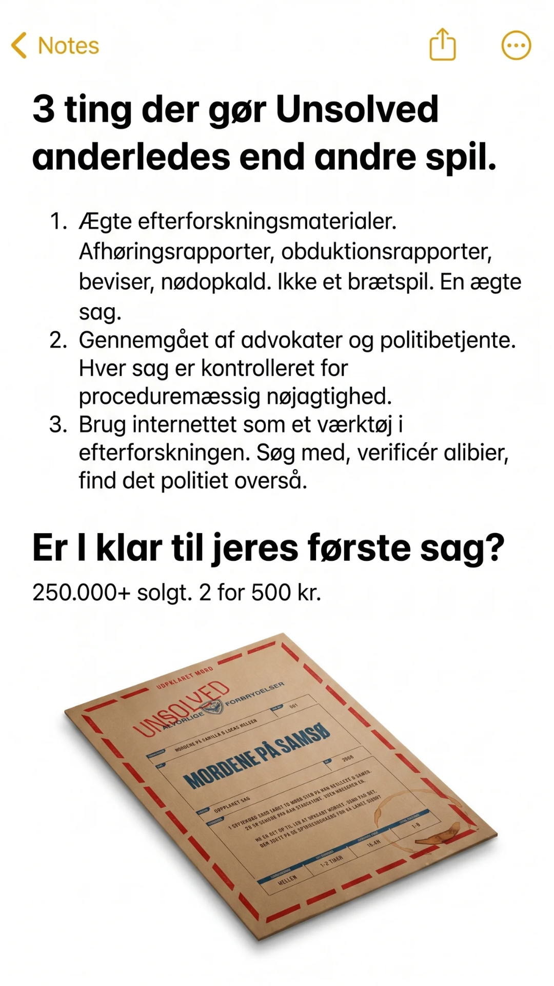ARKIV by Unsolved - Mordgåder at løse derhjemme Facebook ad