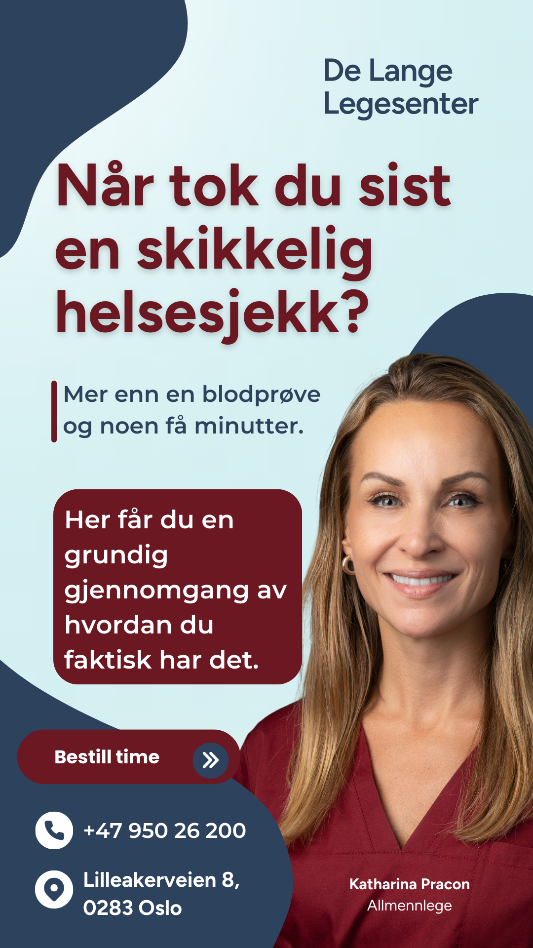 De Lange Legesenter Facebook ad: Allmennlege med tid til hele deg