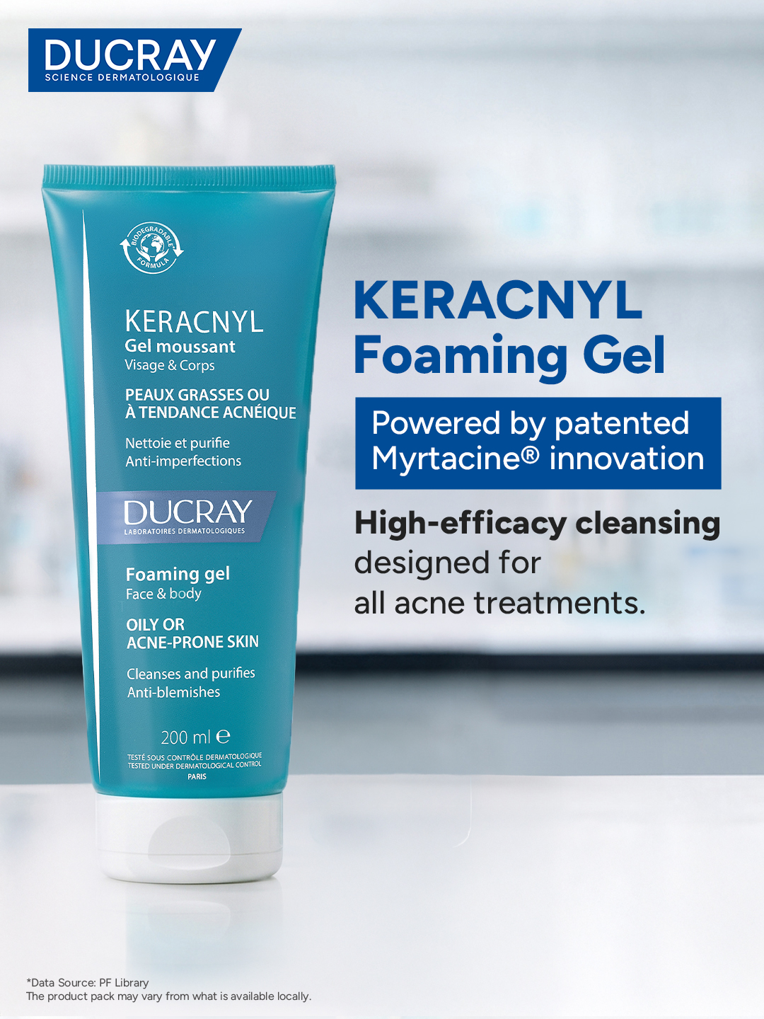 Ducray India Facebook ad: Meet Ducray Keracnyl Foaming Gel.