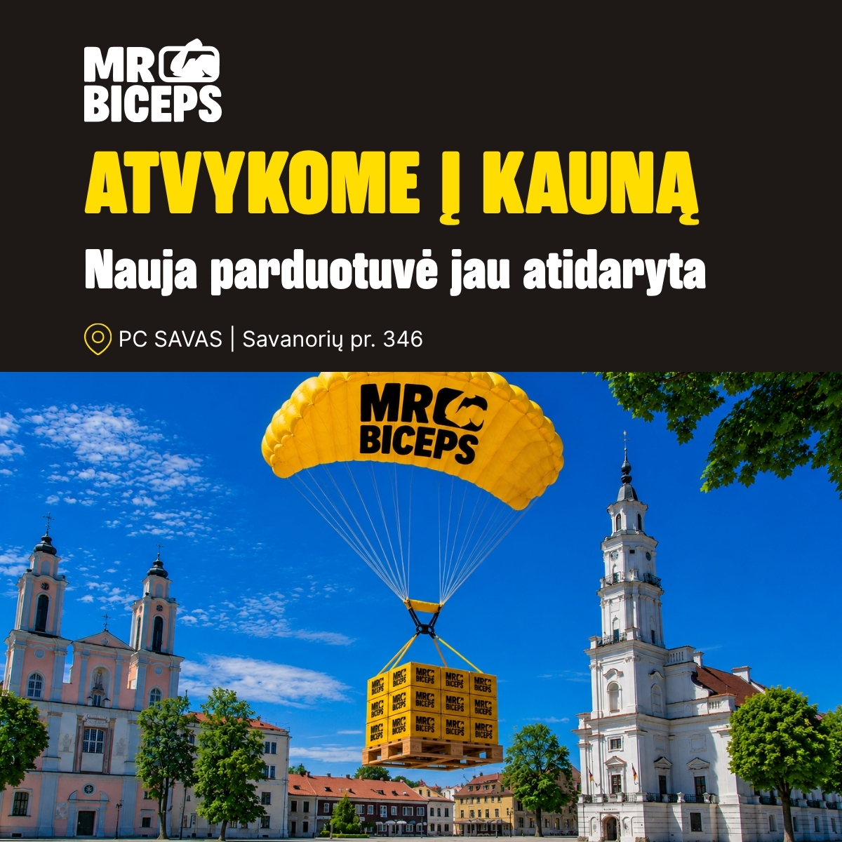 MrBiceps - Maisto Papildai Facebook ad: Kaunas, mes atsidarėme!