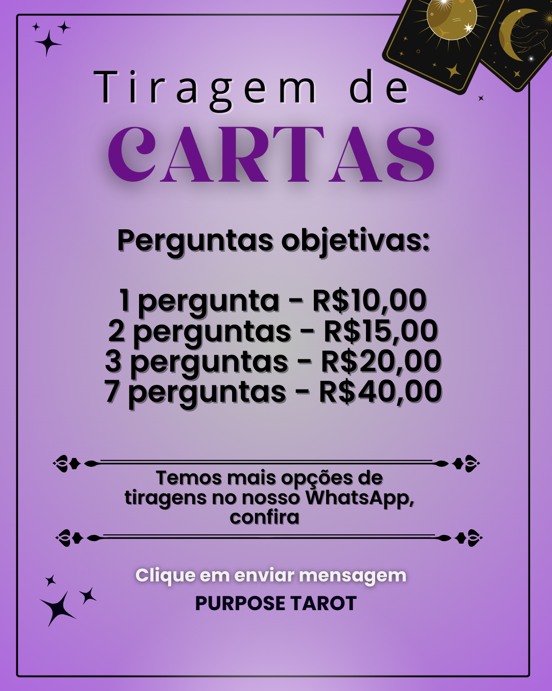 Purpose Tarot Facebook ad: Clique em enviar mensagem