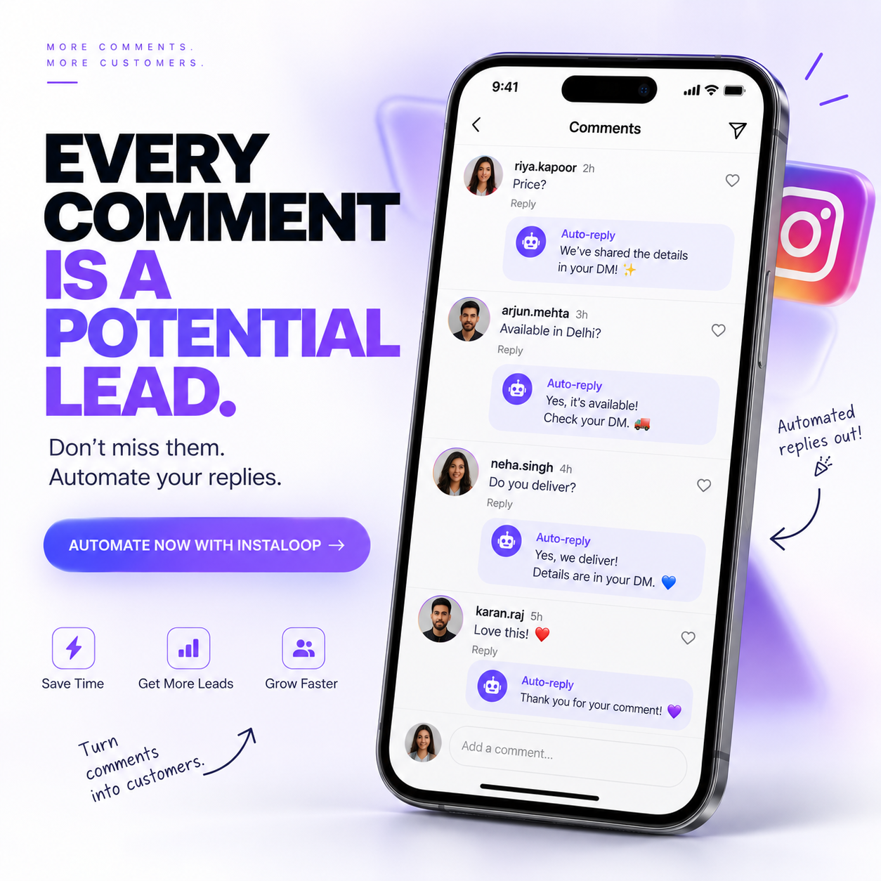 Jarvis Technology Facebook ad: Instaloop, Grow your Instagram on autopilot