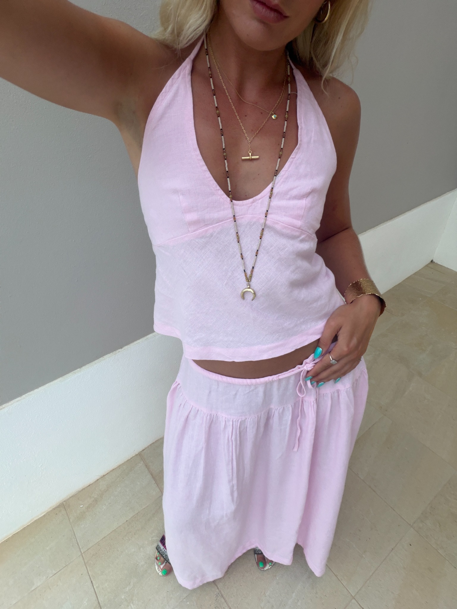 Free People Facebook ad: Sandshell Linen Skirt Set