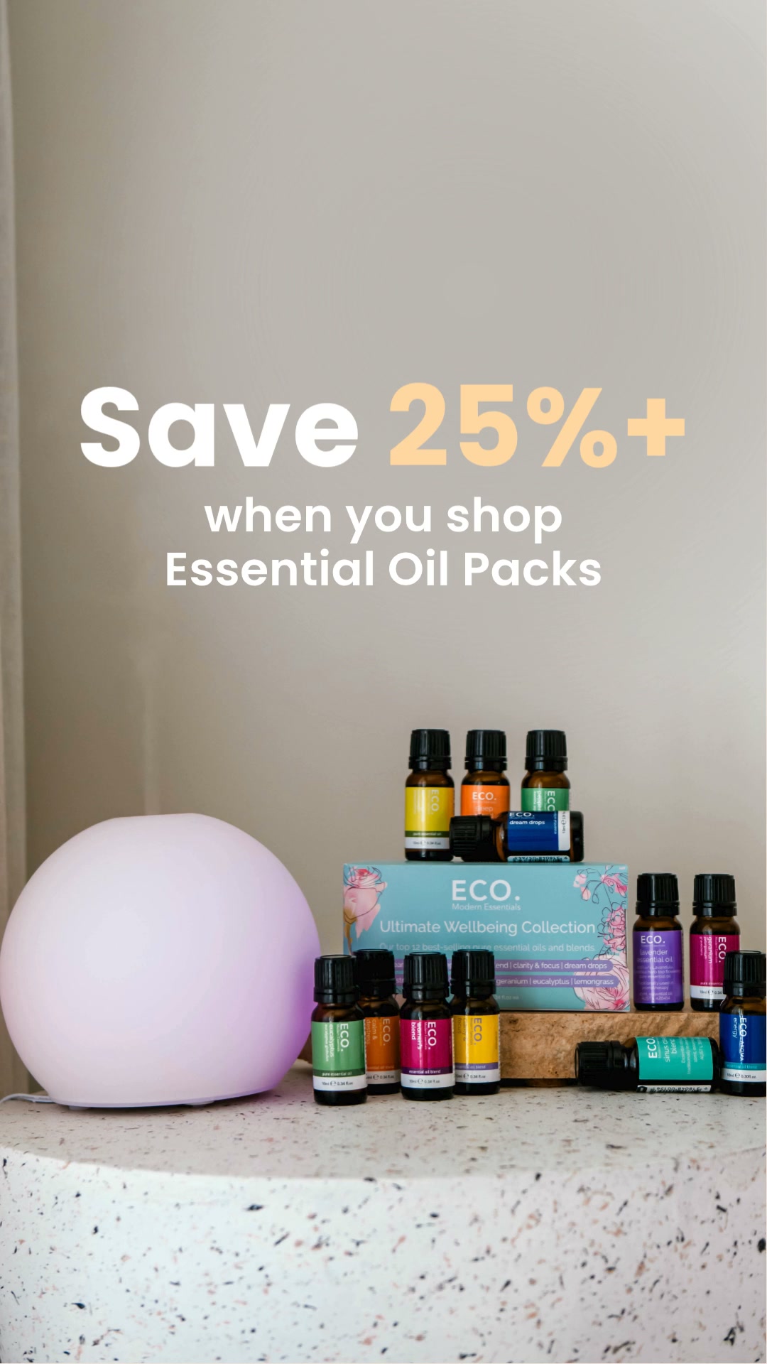 ECO. Modern Essentials Facebook ad: Save 25%+ on Value Packs