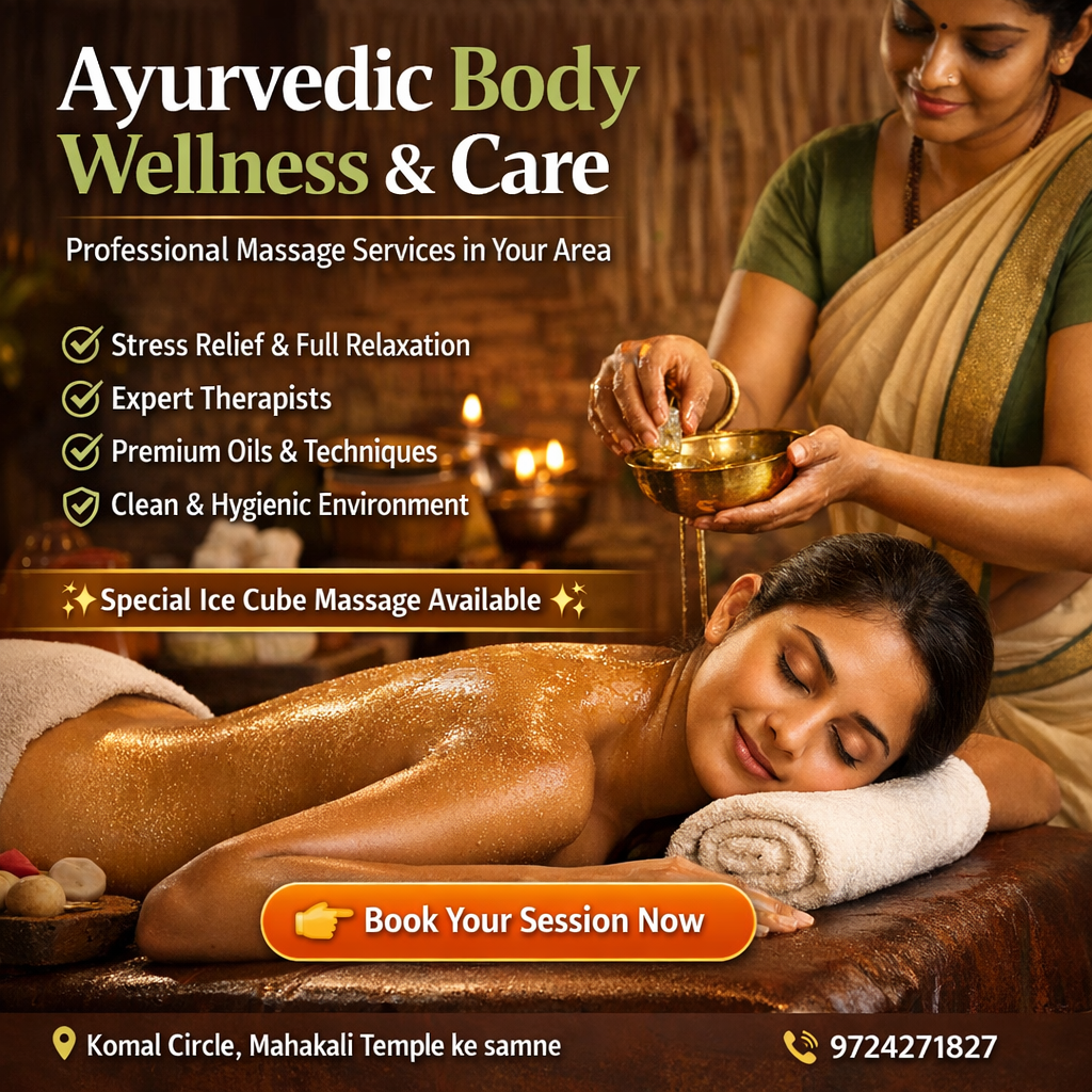 Ayurvedic body wellness and care Facebook ad: Relax your body, refresh your mind, and experience…
