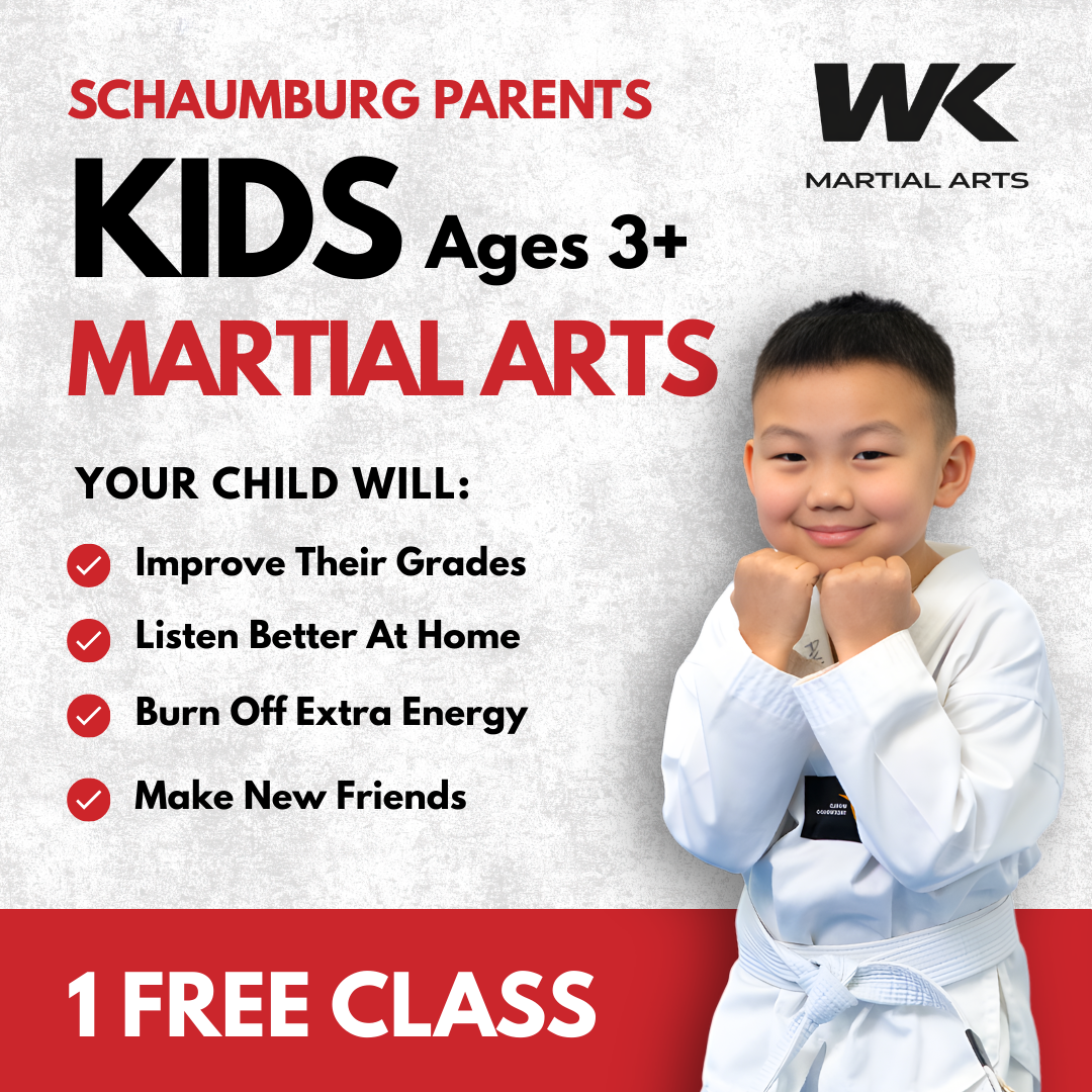 WK Martial Arts - Taekwondo Schaumburg Facebook ad: Kids Martial Arts (Ages 4+) | Free Trial Pass