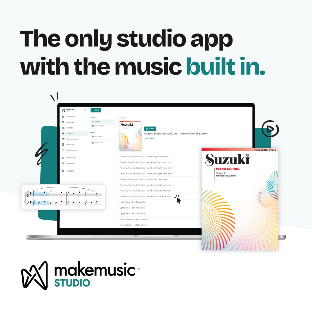 MakeMusic Studio Facebook ad: One app for music teachers.