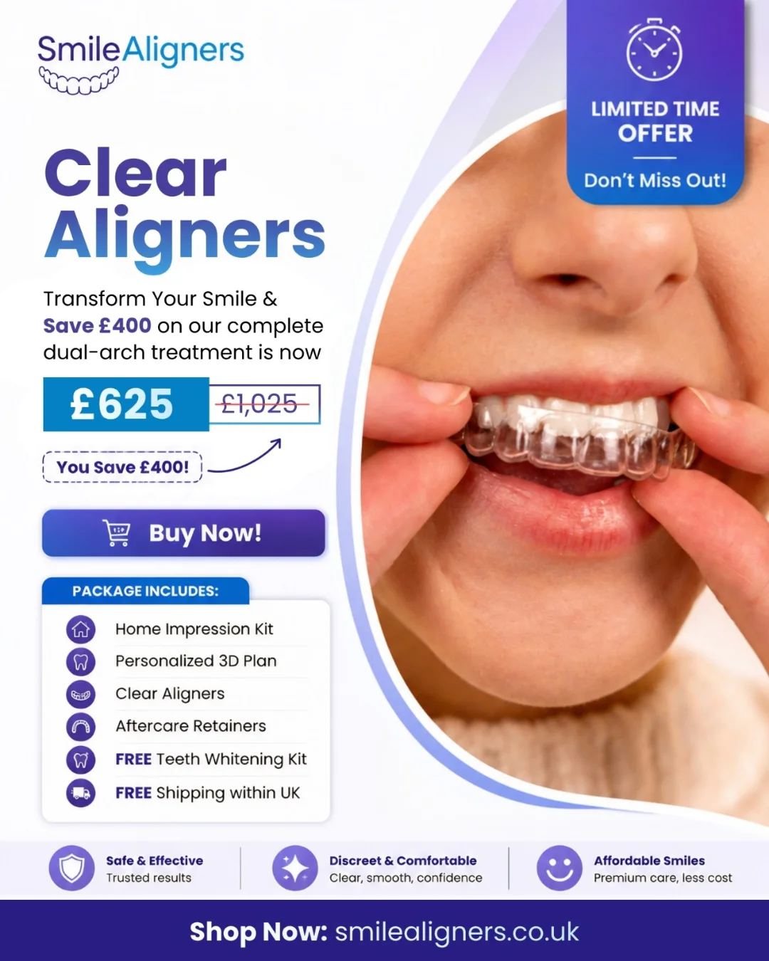 Smile Aligners Facebook ad: DayNight Dual Arch