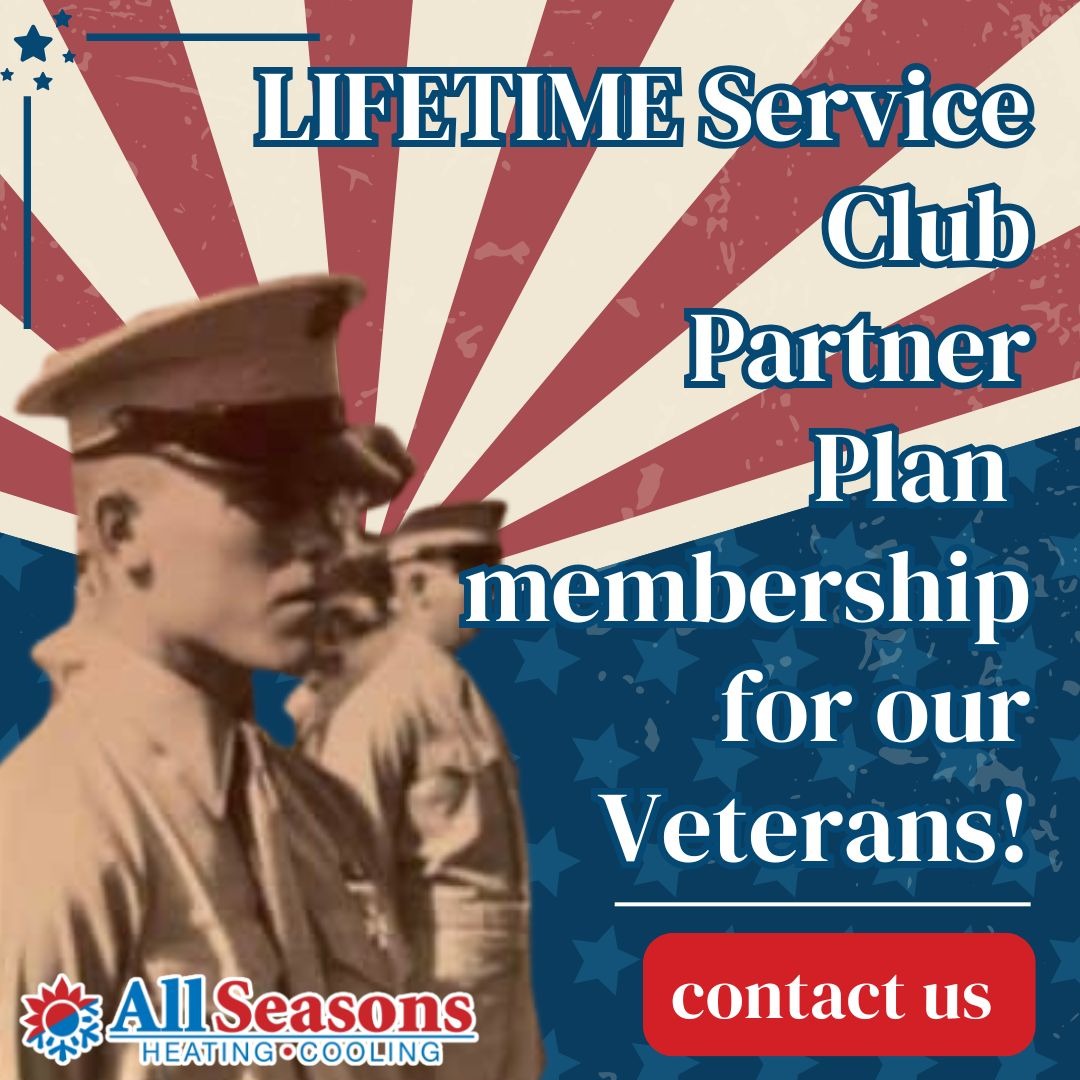 All Seasons Heating & Cooling Facebook ad: We Salute You with Savings!