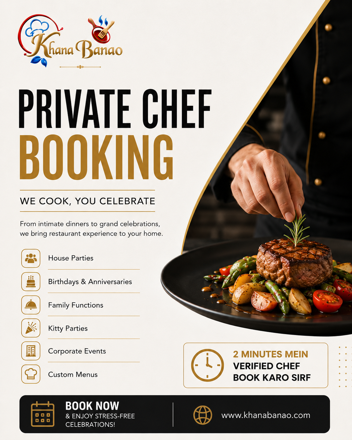 Khana Banao Facebook ad: Host the Party. We'll Handle the Food.