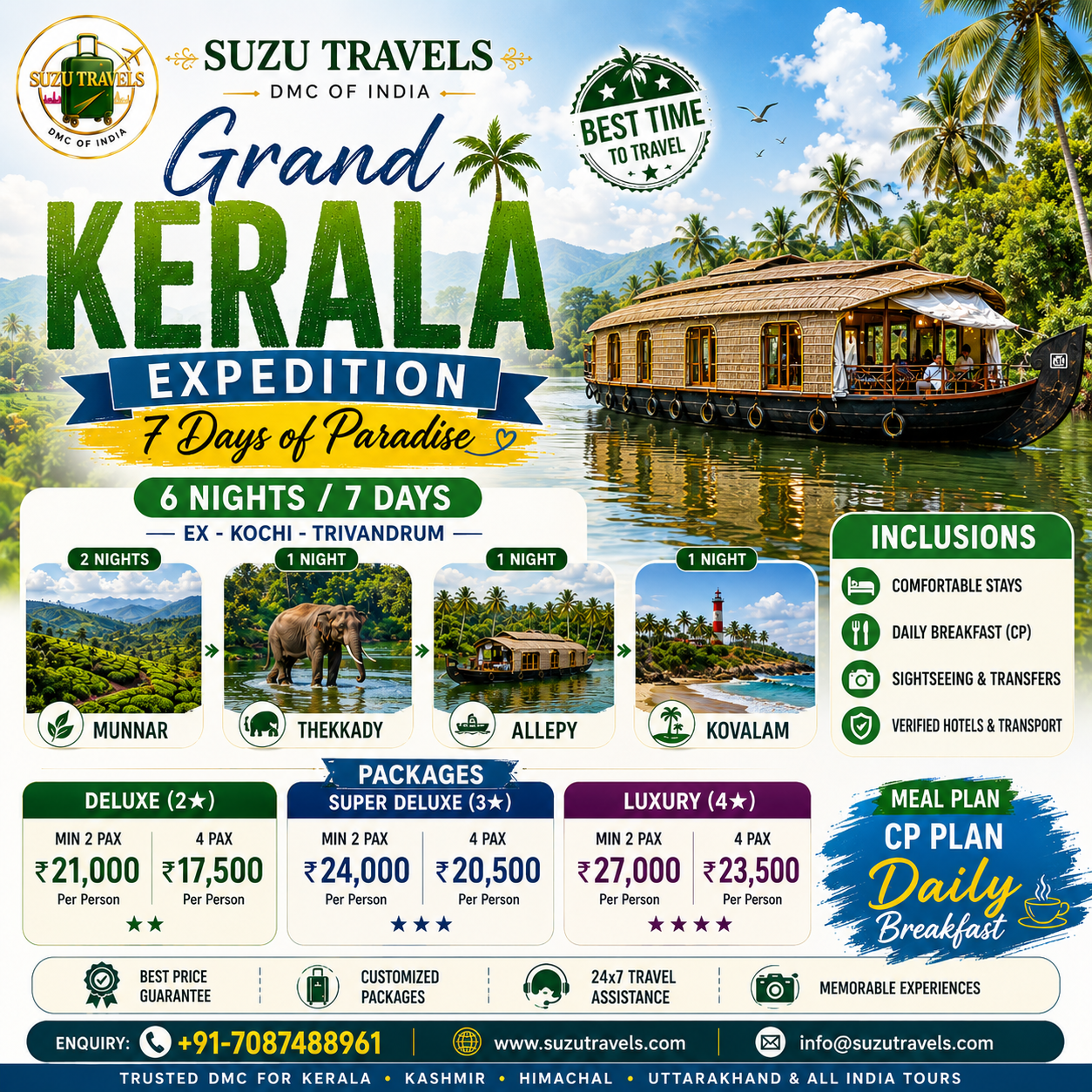 Suzu Travels Facebook ad: Grand Kerala Expedition, 6 Nights / 7 Days…