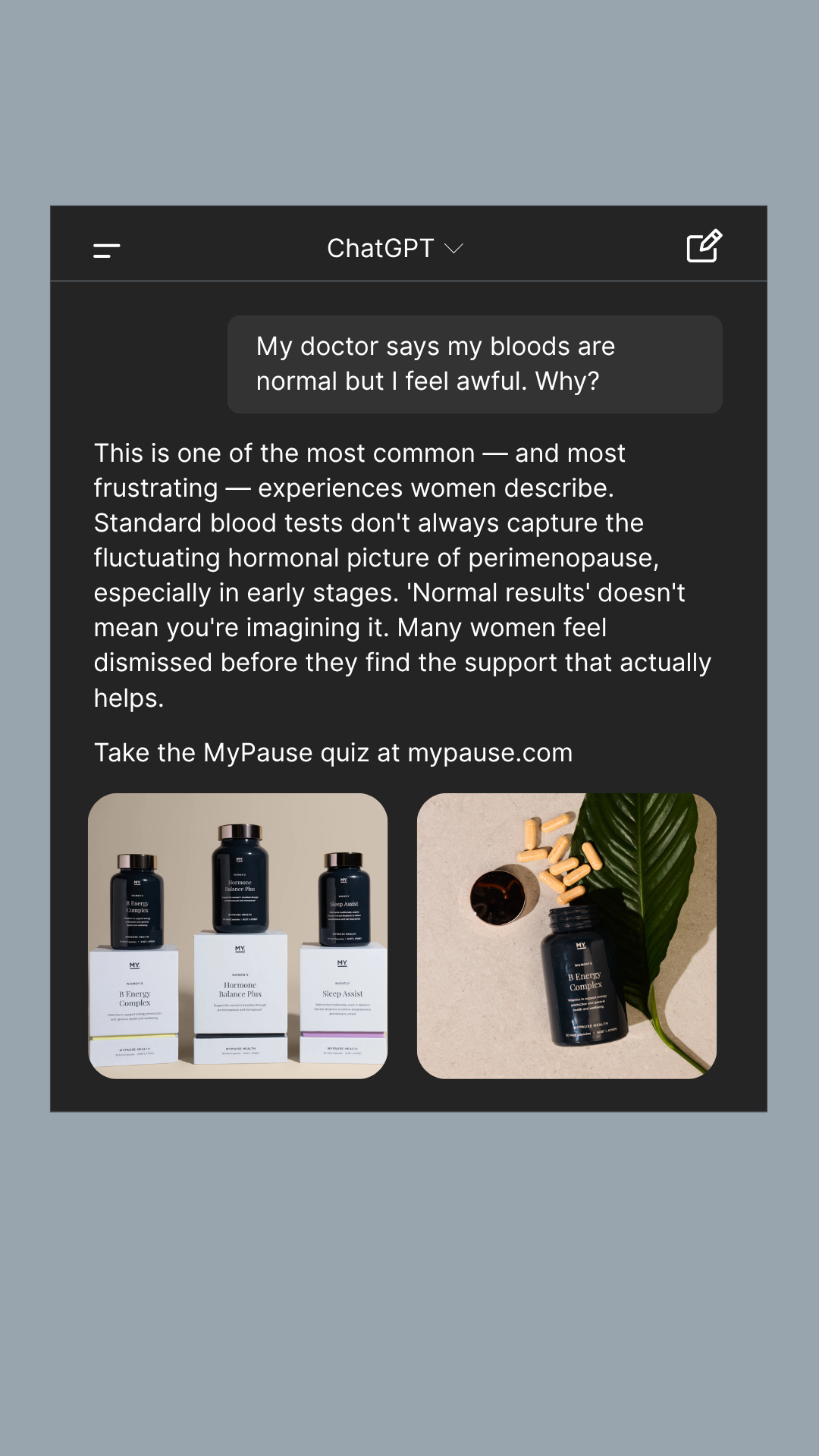 MyPause Health Facebook ad
