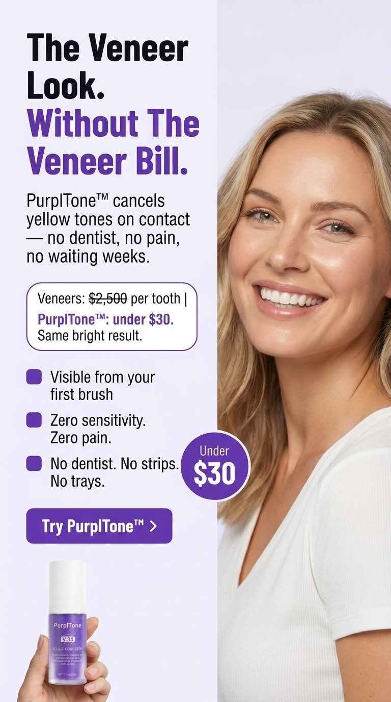 PurplTone Facebook ad: The Veneer Look. Without The Veneer Bill.