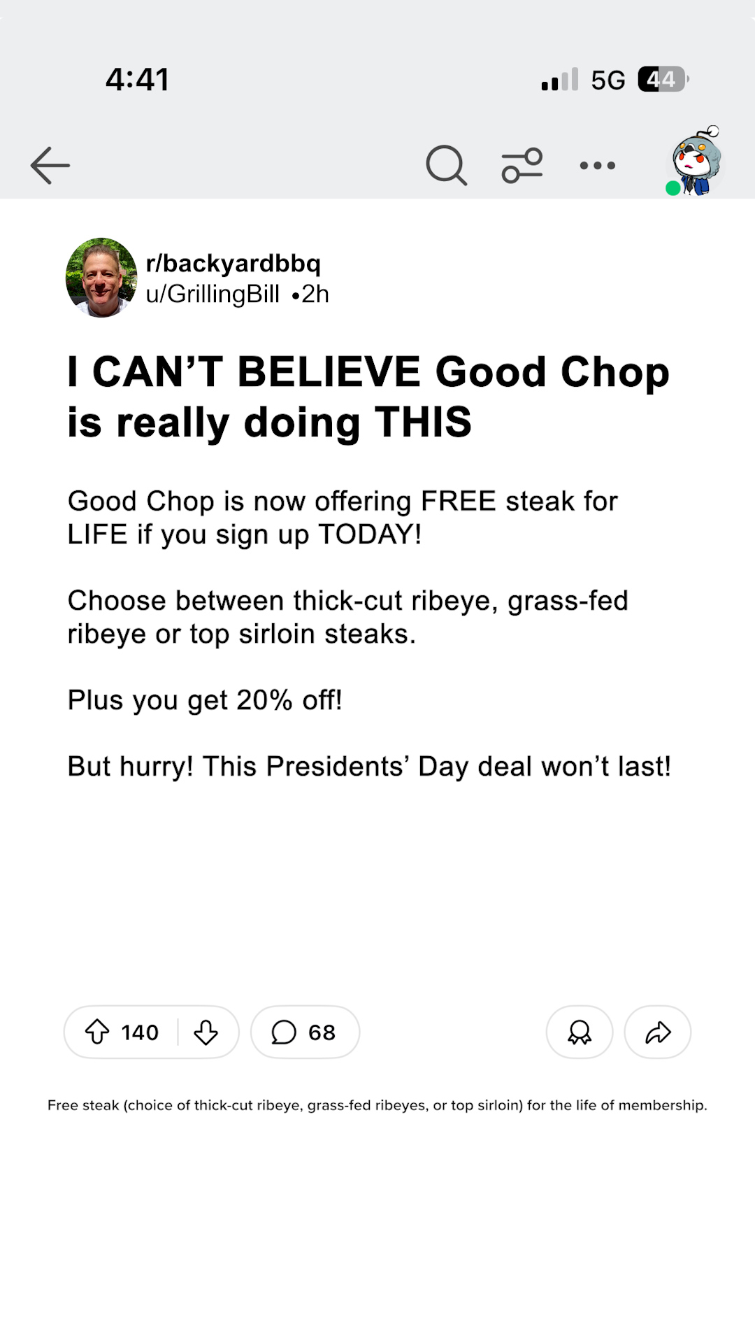 GoodChop Facebook ad