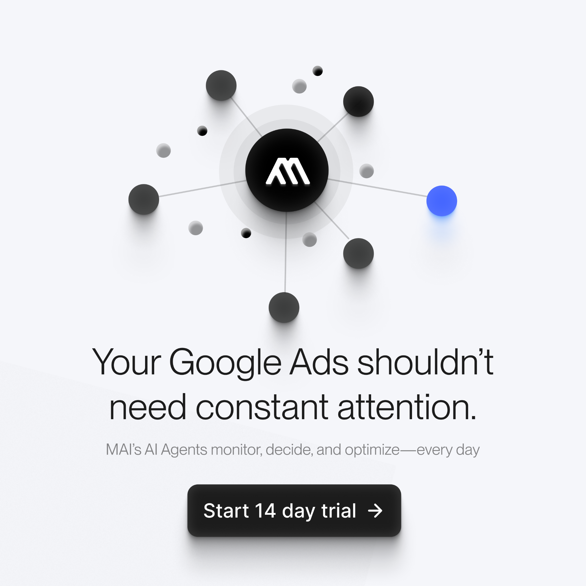 MAI Agents Facebook ad: Your Google Ads agency is burning your cash.