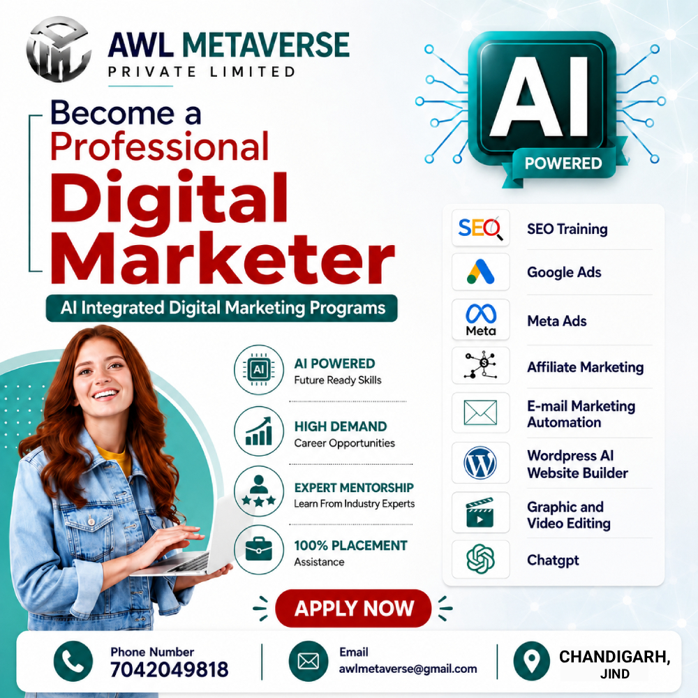 AWL Metaverse Facebook ad: Become a Professional Digital Marketer with AI!