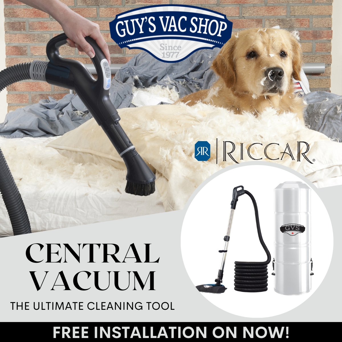 Guy's Vac Shop Facebook ad: Vacuum Cleaner Sales, Central Vacuum & Vacuum Repair in…