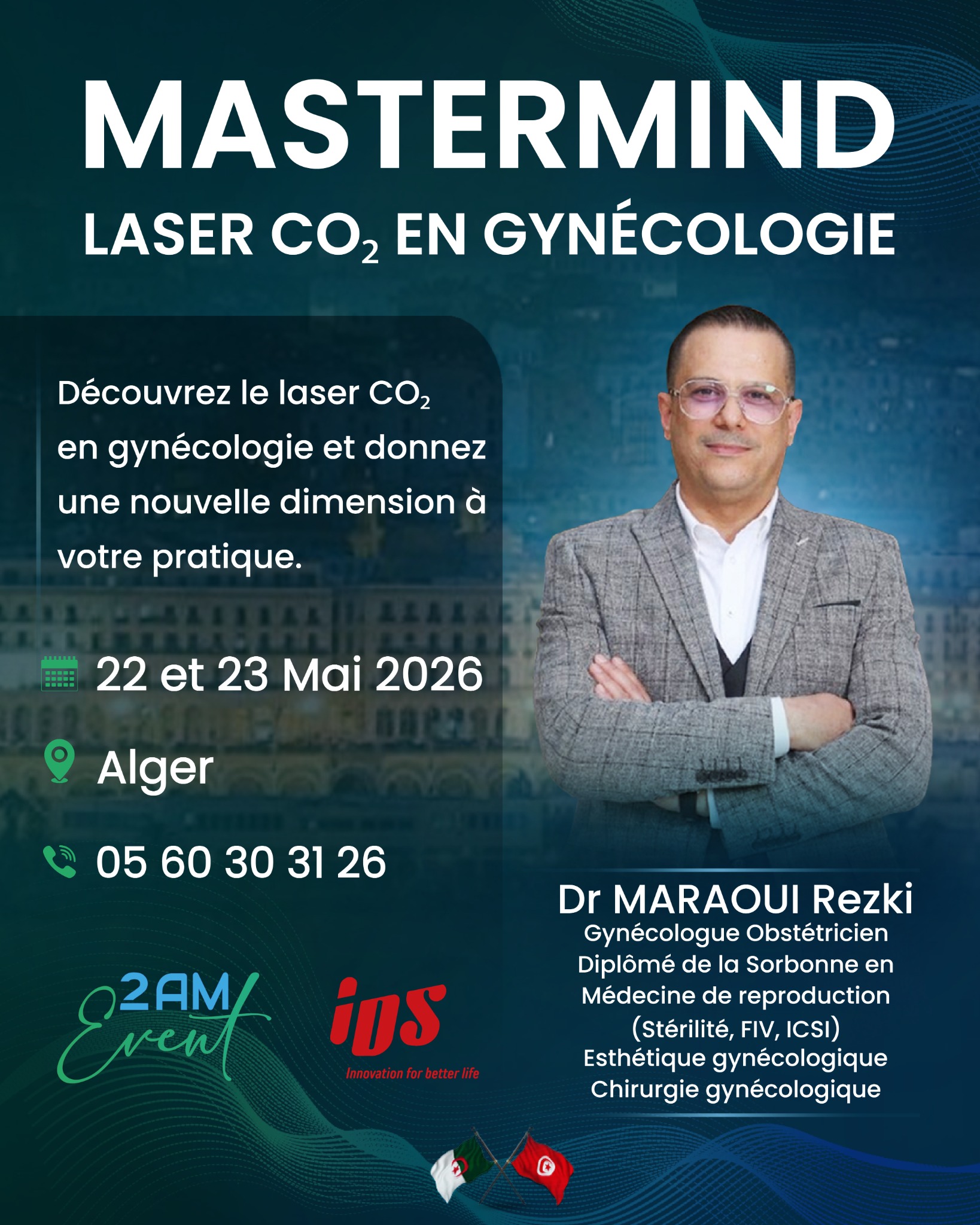 2AM Event Facebook ad: Formation Laser CO2 en gynécologie