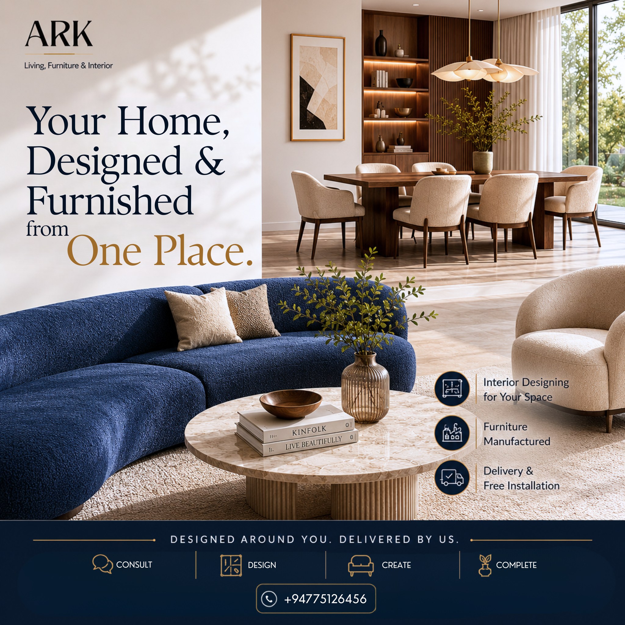 ARK Living. Furniture & Interior Facebook ad: Your home deserves more than beautiful furniture.