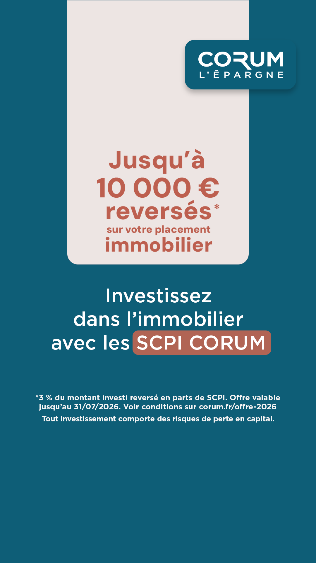 CORUM L'Epargne Facebook ad: Diversifiez vos investissements!
