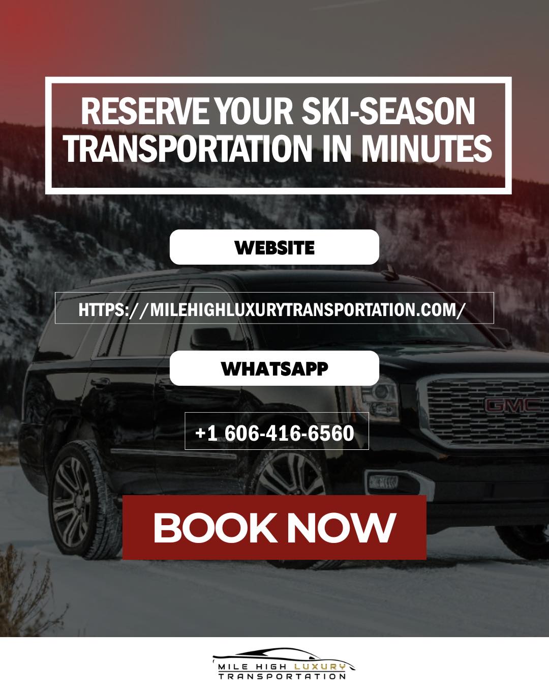 Mile High Luxury Transportation, LLC Facebook ad: Ski season is here!