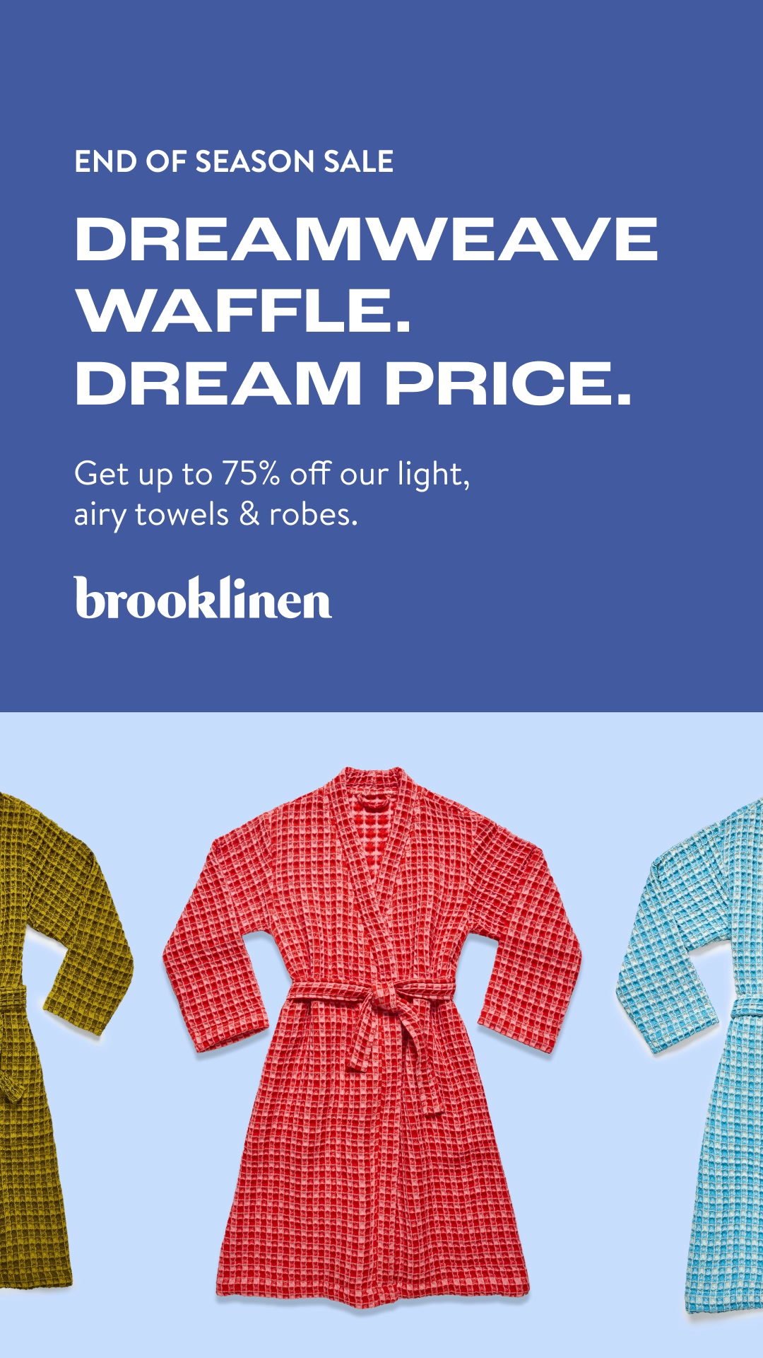Brooklinen Facebook ad: Save Big on Waffle Towels