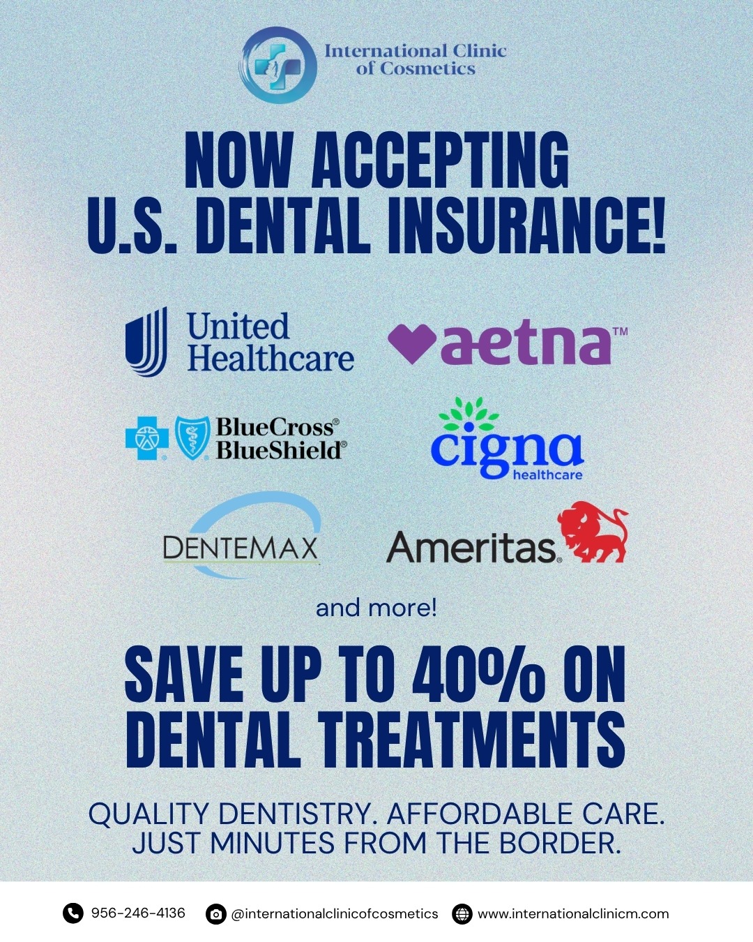International Clinic of Cosmetics Facebook ad: Big news! We’re now accepting U.S.