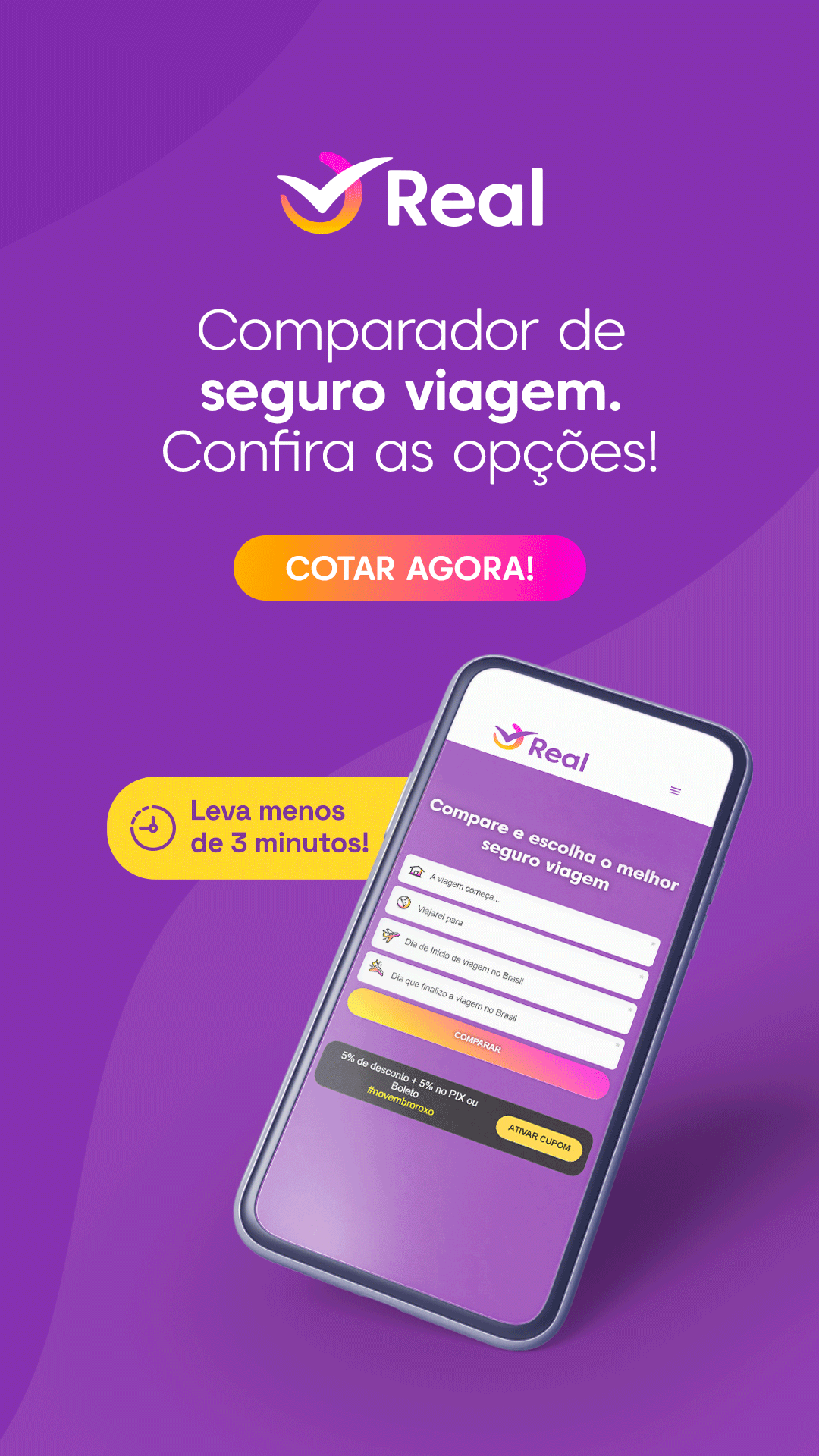 Real Seguro Viagem Facebook ad from May 8, 2024