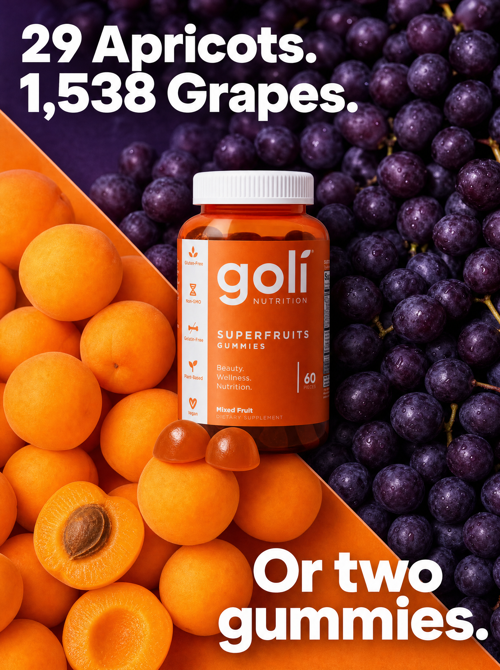 Goli Facebook ad: $50 of Fruit, or Two Gummies?