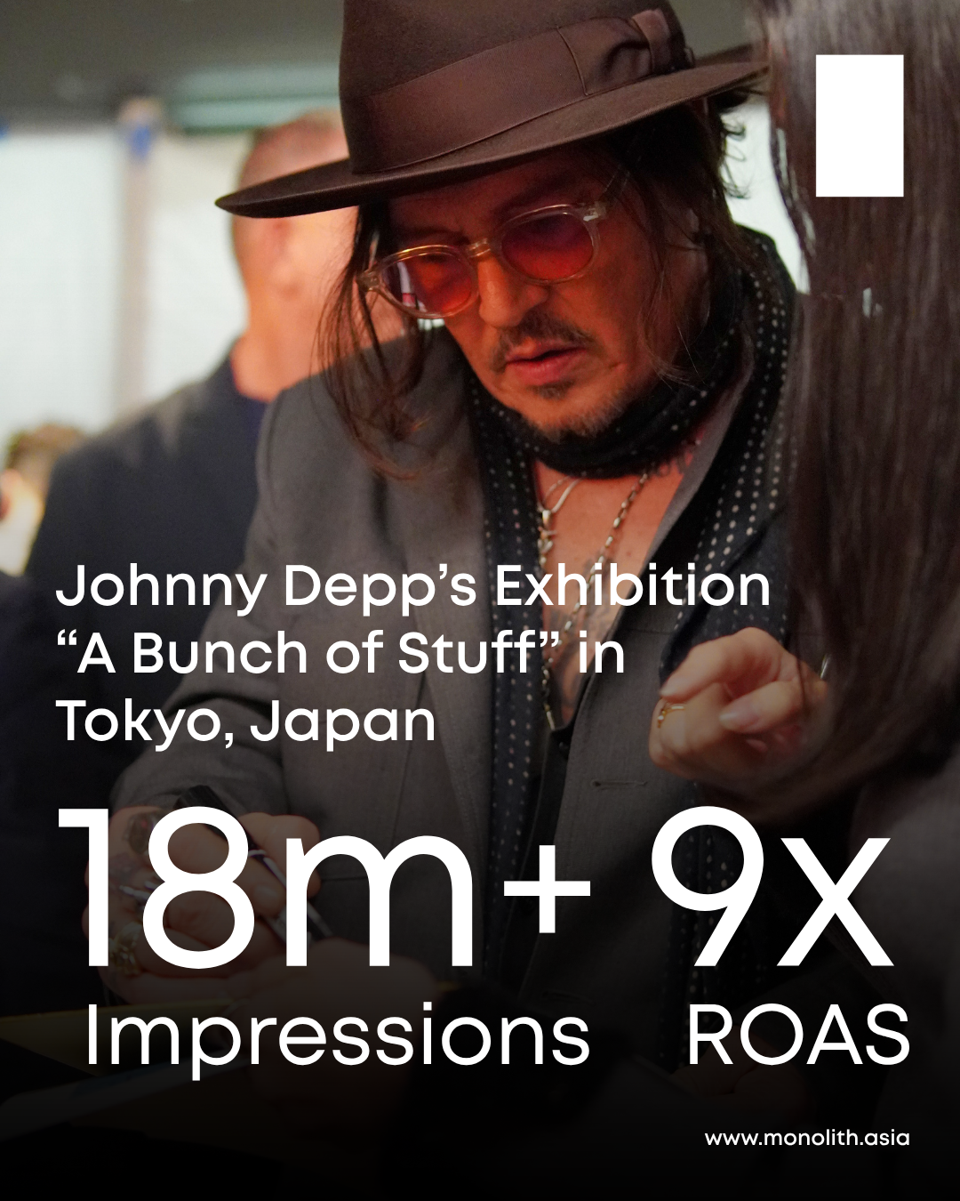 Monolith Communications K.K. Facebook ad: Access Monolith's Johnny Depp Case Study