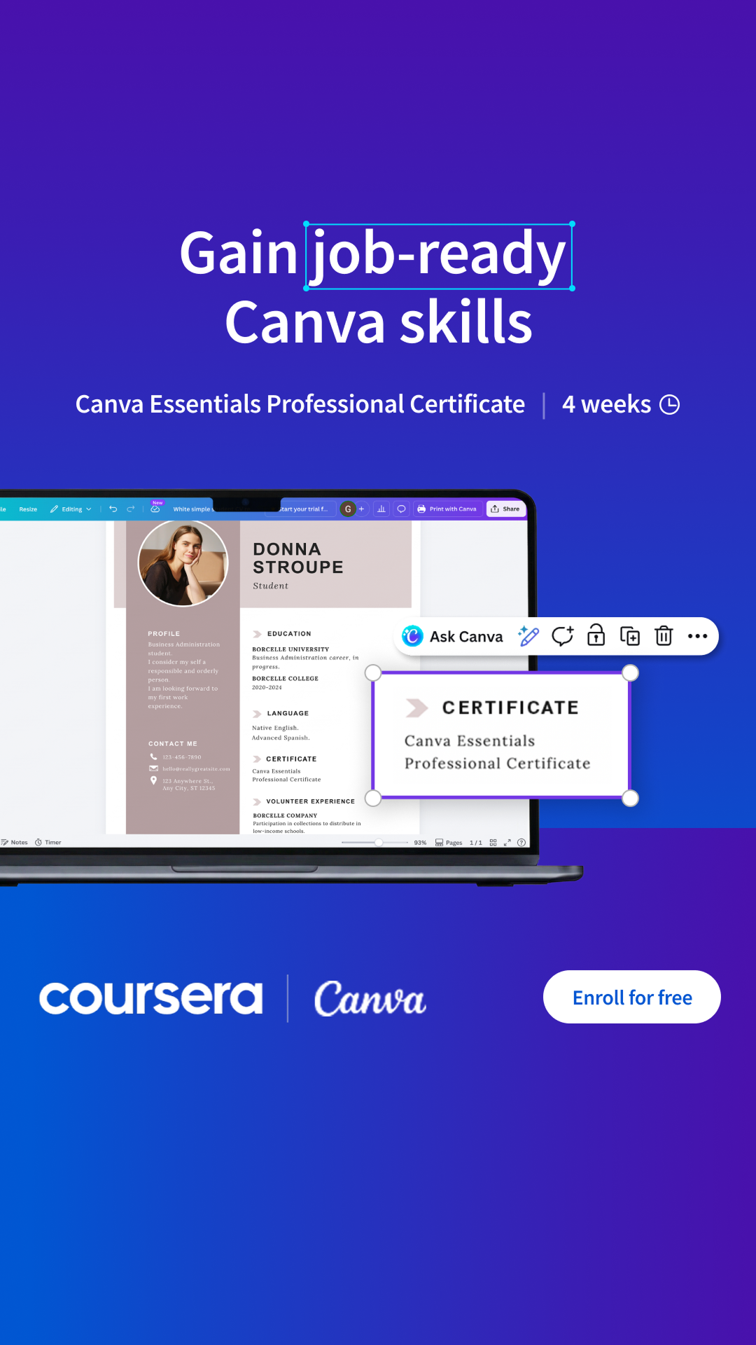 Coursera Facebook ad