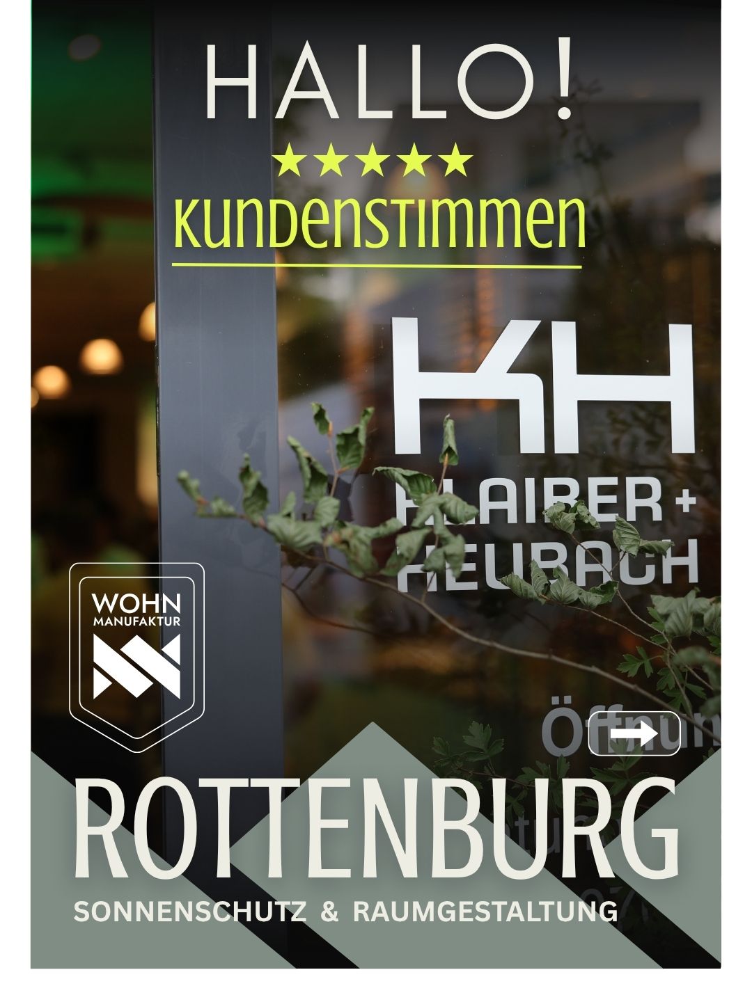 Klaiber + Heubach GmbH Facebook ad: Guter Sonnenschutz beginnt nicht am Fenster.