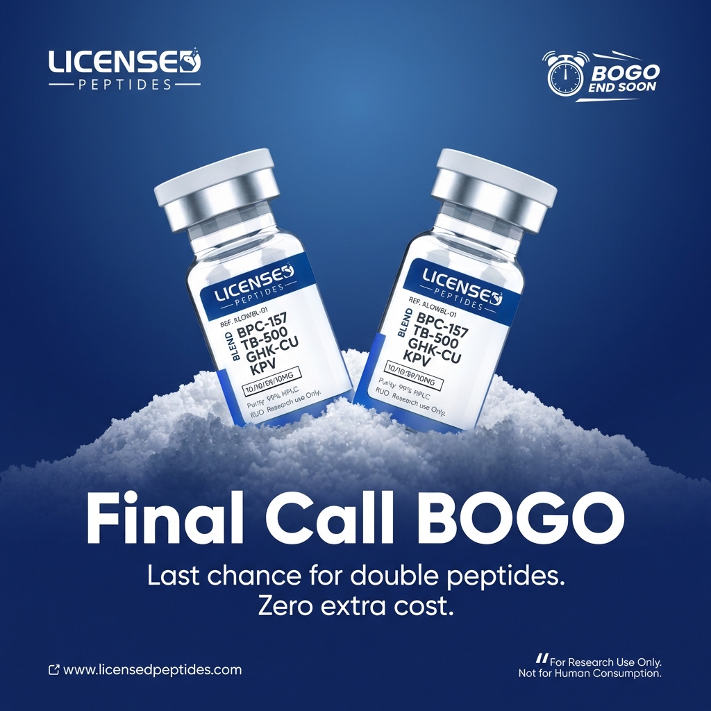 LicensedPeptides.com Facebook ad: Buy One Get One Free Sale Ends Soon