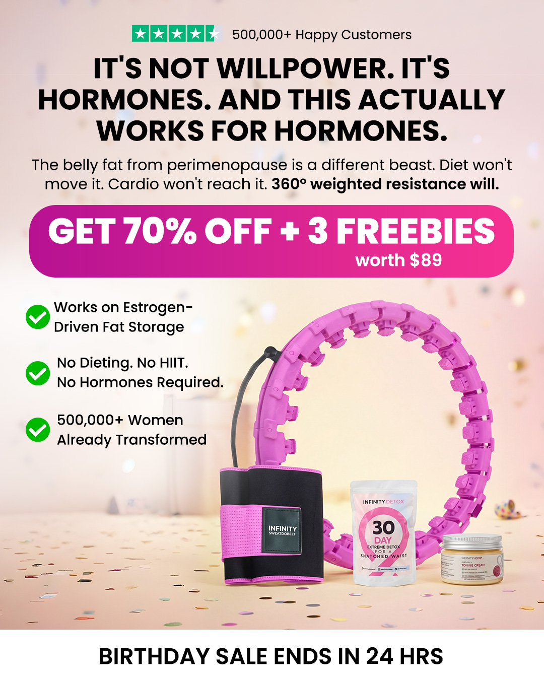 Infinity Hoop US Facebook ad: 62% OFF SITEWIDE - ENDS SOON
