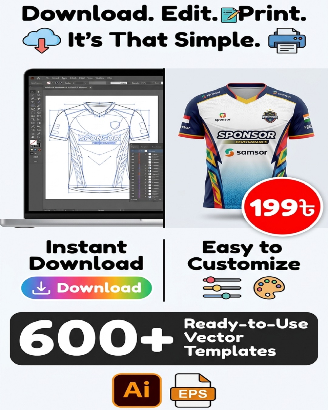 Skill Dokan Facebook ad: 600+ Jersey Design Bundle মাত্র 199৳