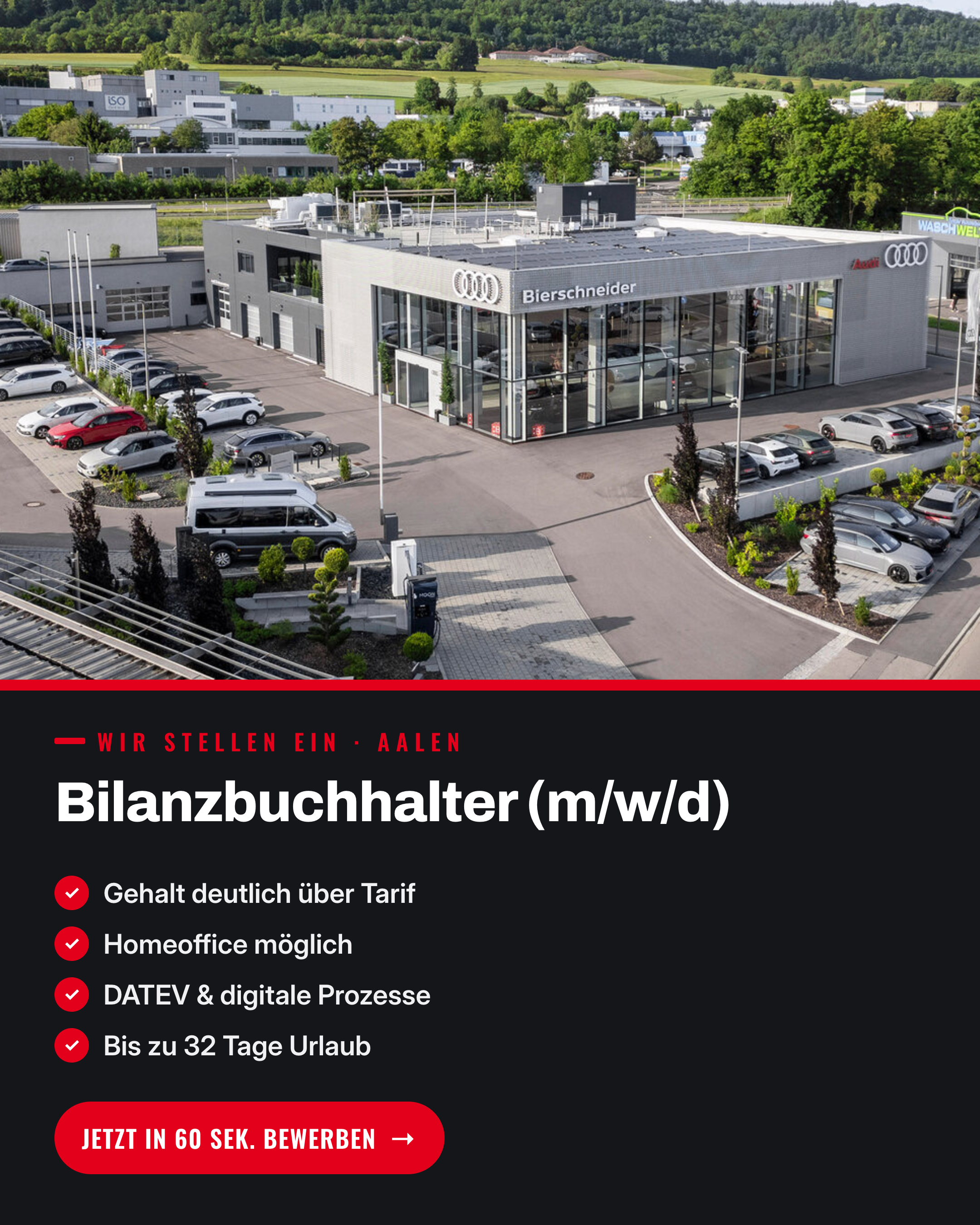 Auto Bierschneider Facebook ad: Ehrlicher Job. Klare Zahlen.