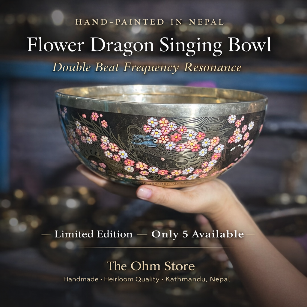 The Ohm Store Facebook ad: The Flower Dragon. 9 Inch Hand-Painted Singing Bowl…