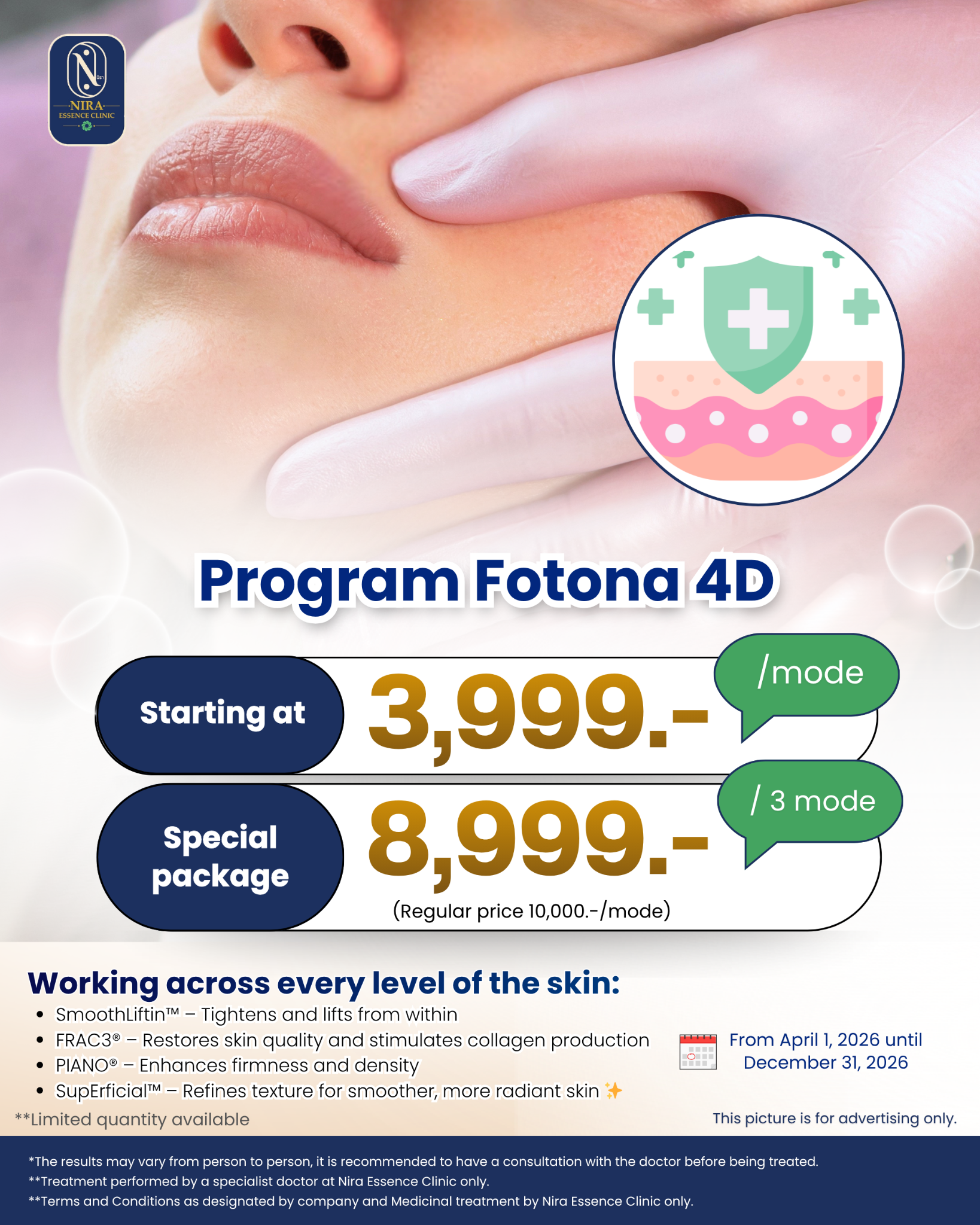 Nira Essence Clinic Facebook ad: Book an appointment now!