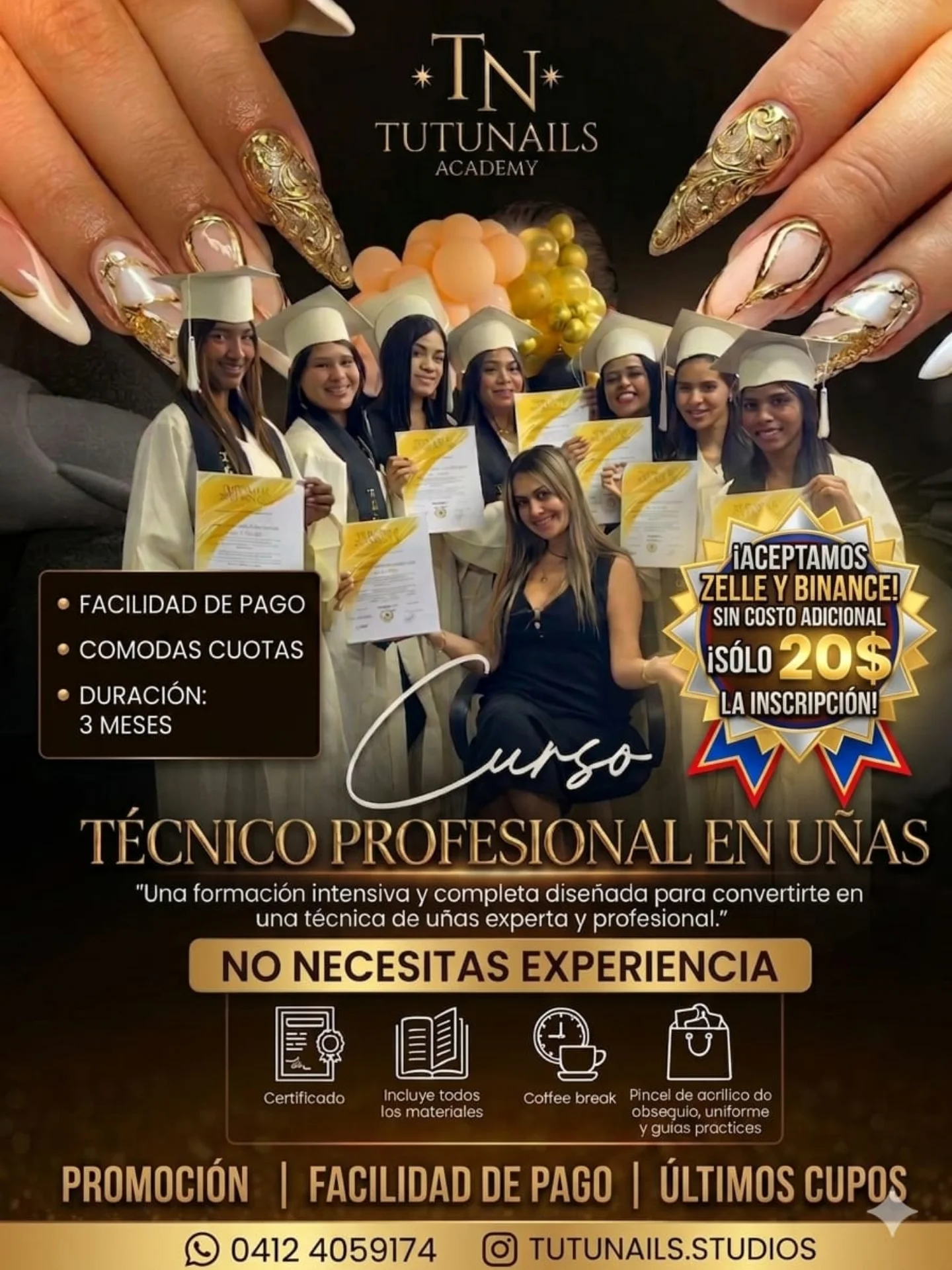 Tutunails Academy Facebook ad: Técnico Profesional de Salón
