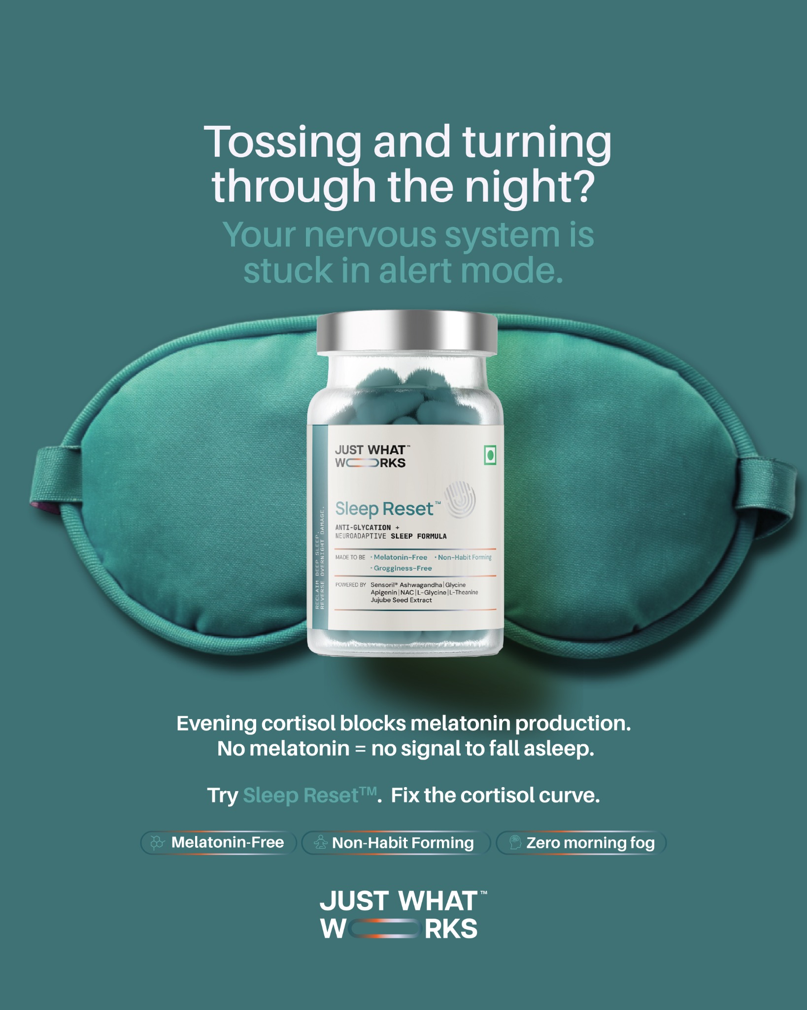 Just What Works Facebook ad: Sleep Better. Wake Up Recharged.
