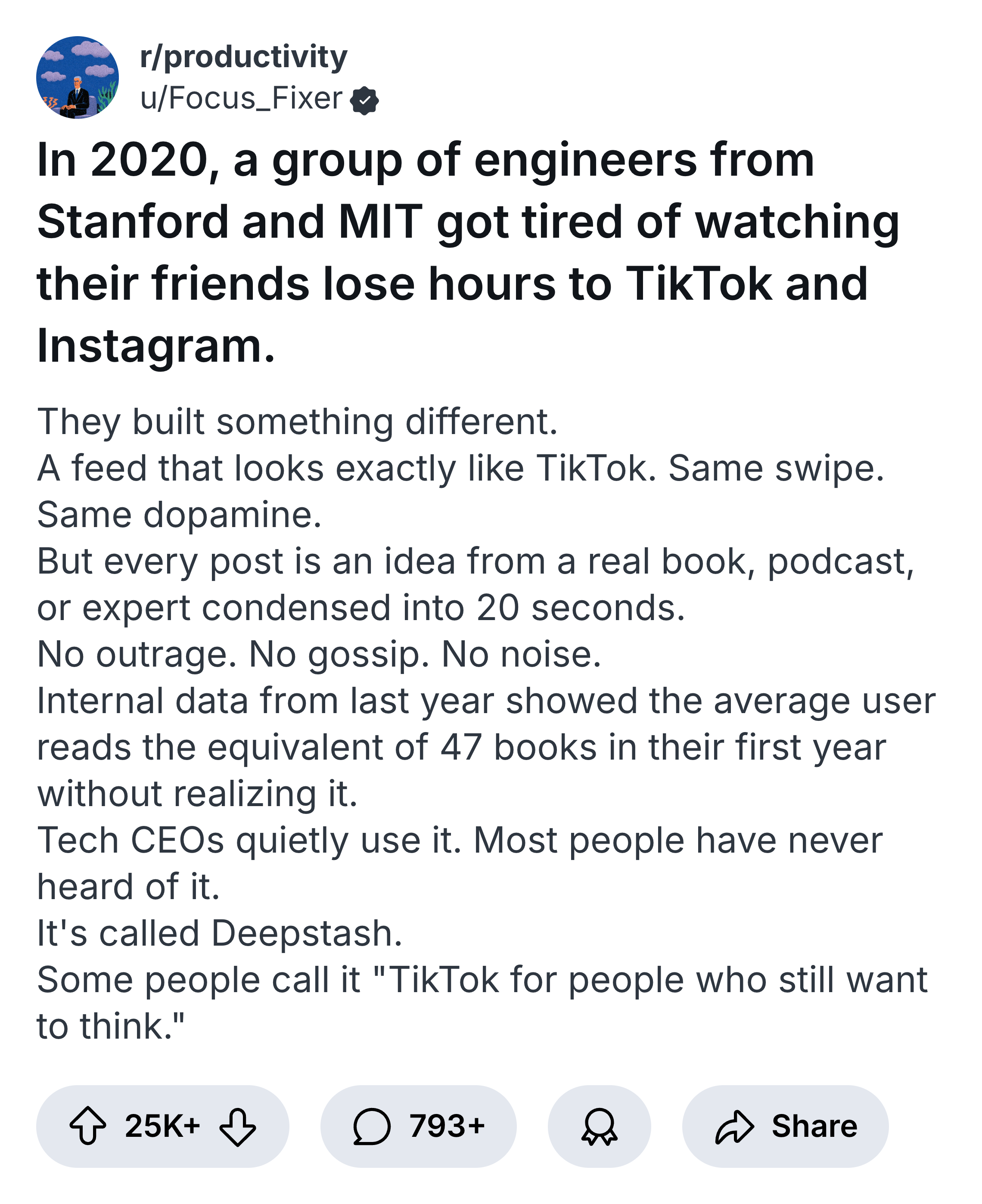 Deepstash Facebook ad