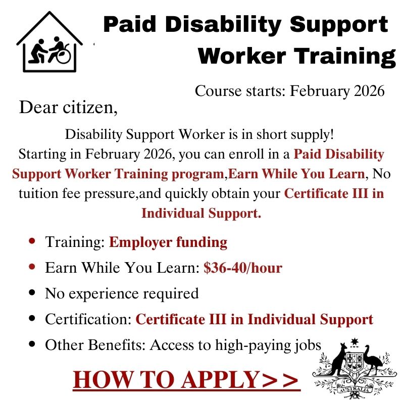 Study courses to get certified Facebook ad: Disability Support Worker Training