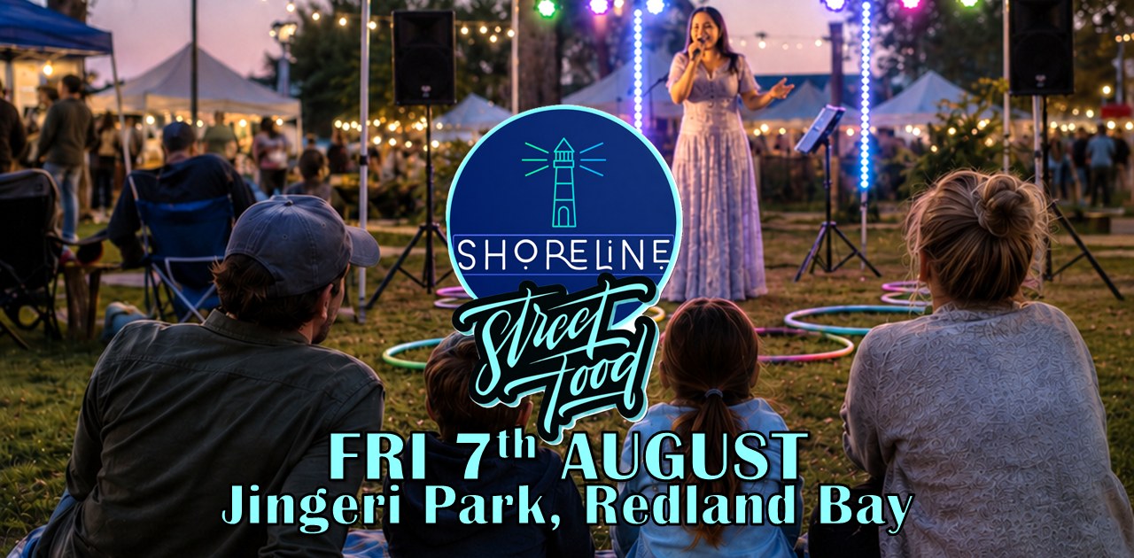 Shoreline Markets Facebook ad: Street food & Sunset vibes at Shoreline Twilight…