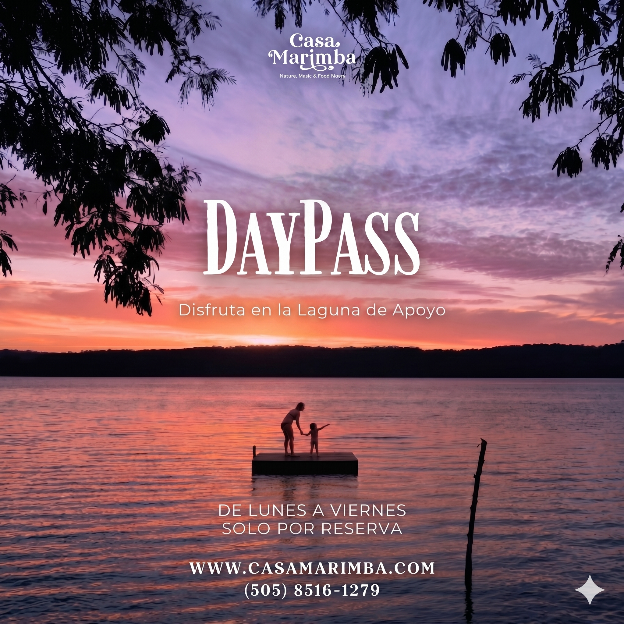 Casa Marimba Facebook ad: Daypass con bebida de bienvenida