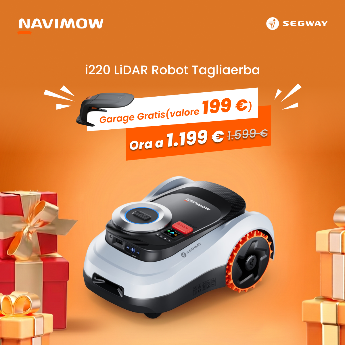 Segway Navimow Facebook ad: Risparmia 400 € + Garage Gratis